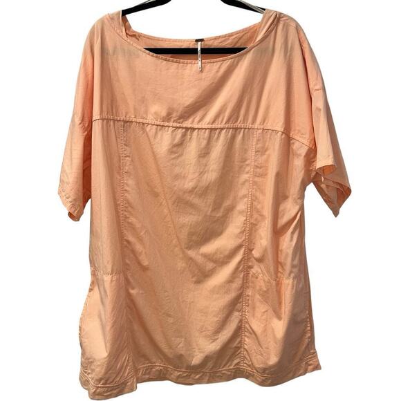 Free People Lightweight Tunic Top Short Sleeve Oversized Cotton Shirt Small - Picture 8 of 8